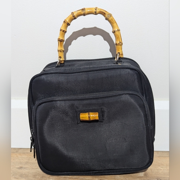 Bamboo Handled Black Handbag - Picture 2 of 6